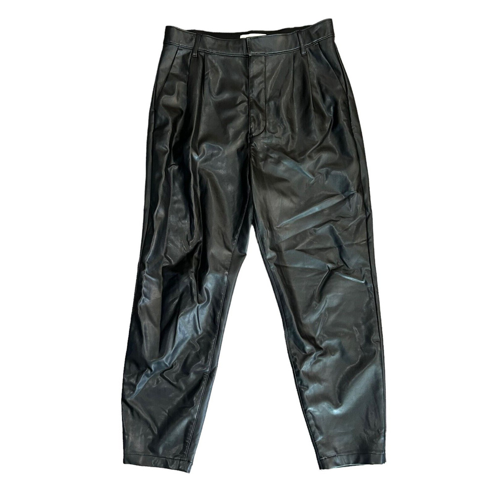 Abercrombie &‎ Fitch Pants Size Large Women's Black 90s Pleated Faux Leather (7)